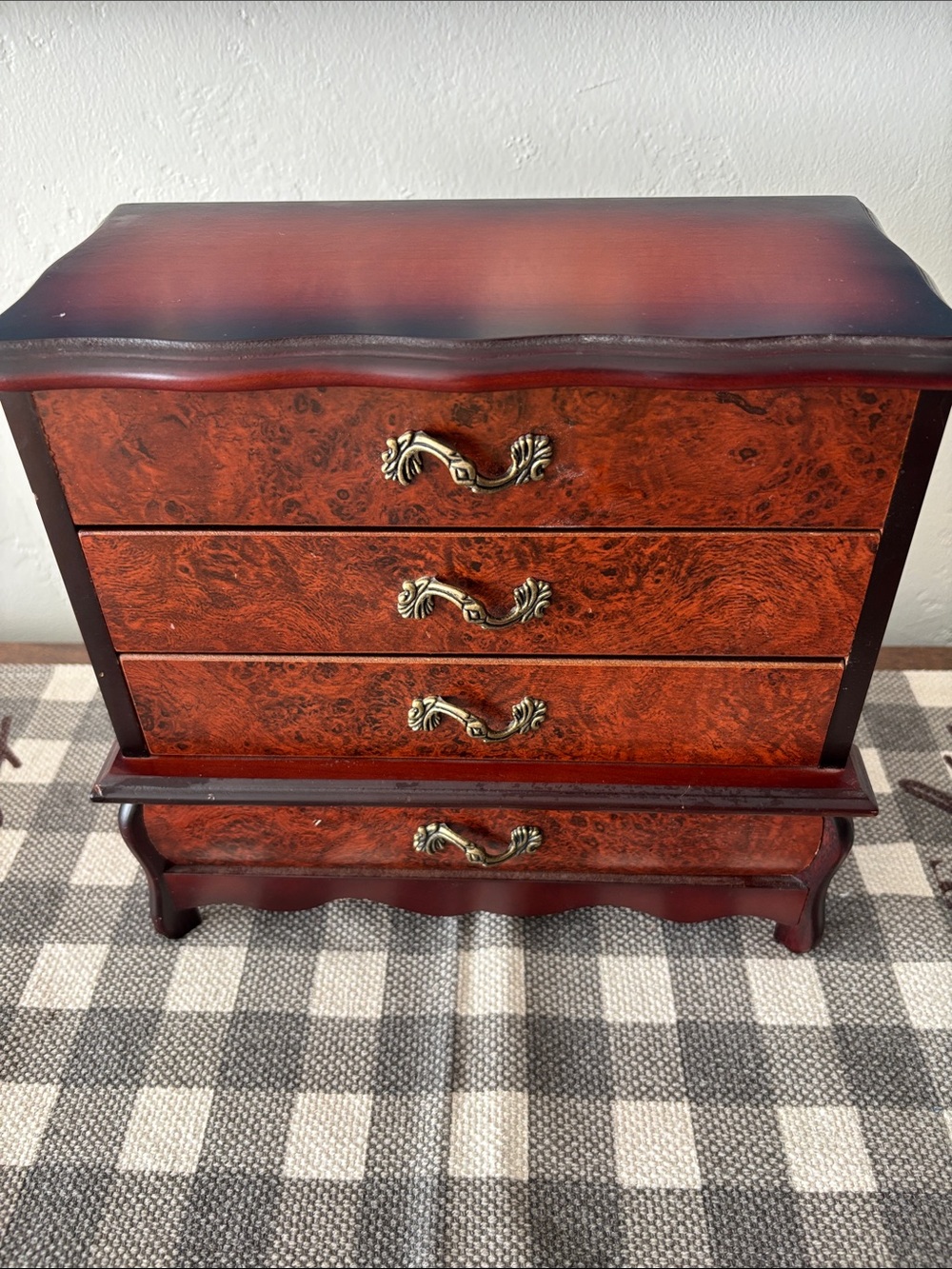 Vintage faux burled wood jewelry box